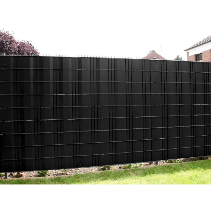 Taśma ogrodzeniowa 19cm x 50mb kolor czarny +klipsy. Osłona na ogrodzenia panelowa. Linarem SiatkiSieci