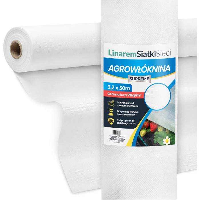 Agrowłóknina biała 3,2x50 zimowa 70g gruba otulina okryciowa Supreme.