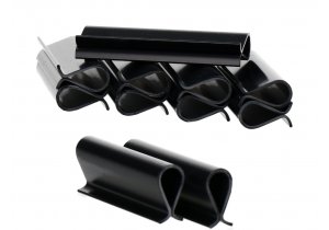 Czarne klipsy 4,75 cm do taśmy ogrodzeniowej 450g. Opakowanie 20 szt.