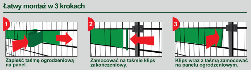 Klipsy Do Taśmy Osłony Premium Do Paneli Ogrodzeniowych 4,75 cm  Opak. 20 szt. Wybór koloru.