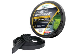 Obrzeże trawnikowe 40mm 10mb + kołki. Palisada ogrodowa czarna. Linarem SiatkiSieci