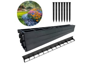 Obrzeże trawnikowe 45mm zestaw 12mb + kotwy. Czarne bordery ogrodowe Linarem SiatkiSieci