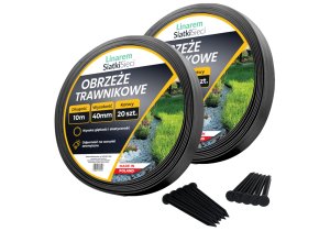 Obrzeże trawnikowe 40mm 20mb + kołki. Palisada ogrodowa czarna. Linarem SiatkiSieci