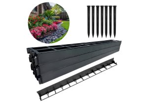 Obrzeże trawnikowe 58mm zestaw 16mb + kotwy. Czarne bordery ogrodowe Linarem SiatkiSieci