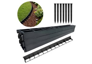 Obrzeże trawnikowe 78mm zestaw 16mb + kotwy. Czarne bordery ogrodowe Linarem SiatkiSieci