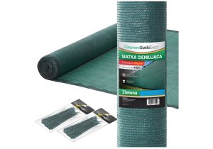 Siatka cieniująca 62% 2x25m. Gramatura 65g/m2. Kolor zielony. Osłona maskująca na ogrodzenie +UV.