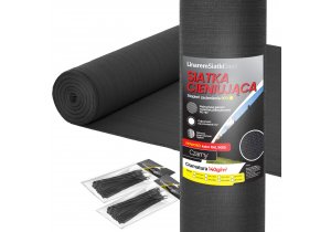 Siatka cieniująca 90% 1,5x50m. Gramatura 140g/m2. Czarny kolor. Siatka na ogrodzenie z filtrem UV.  Marka Linarem SiatkiSieci. 