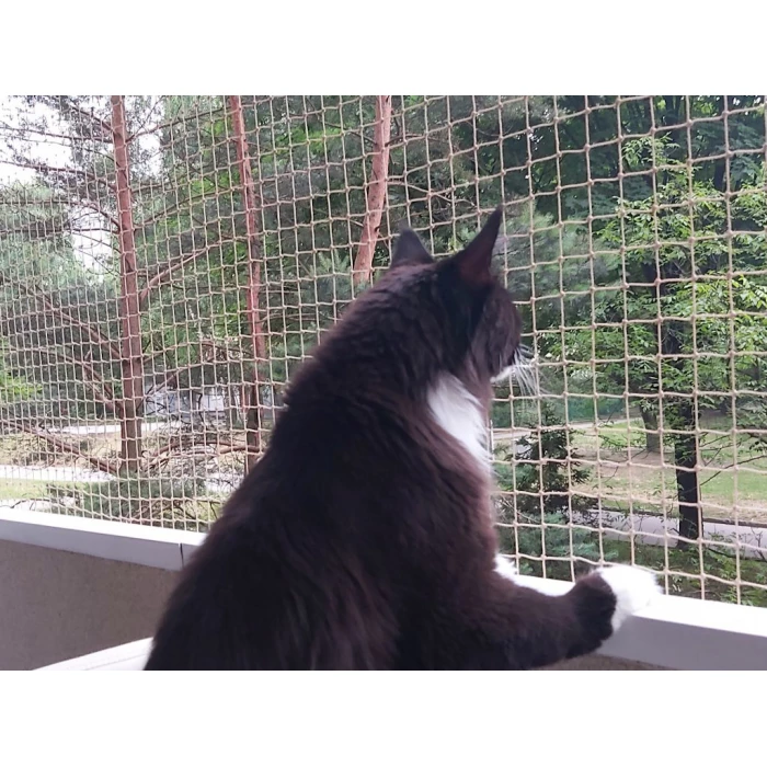 Zestaw na balkon dla kota 6x2m z grubą siatką 1,5mm. Bez wiercenia. Oczko siatki 40mm. Bezpieczne Koty