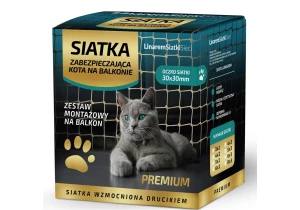 Siatka dla kota Premium 5x3m z drucikiem. Siatka na balkon dla kota w zestawie montażowym bez wiercenia. Bezpieczne koty